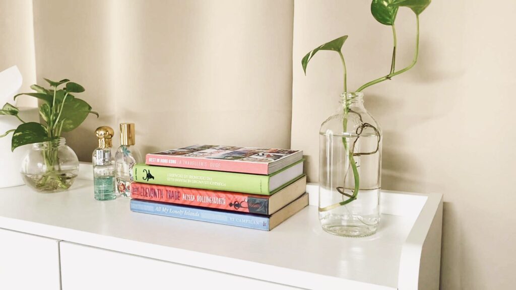 Top of white flip shoe cabinet 